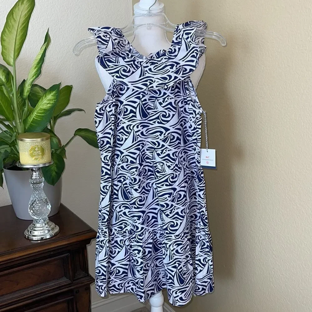 NWT Vineyard Vines For Target Rough Seas Navy White Dress sz XL 14/16